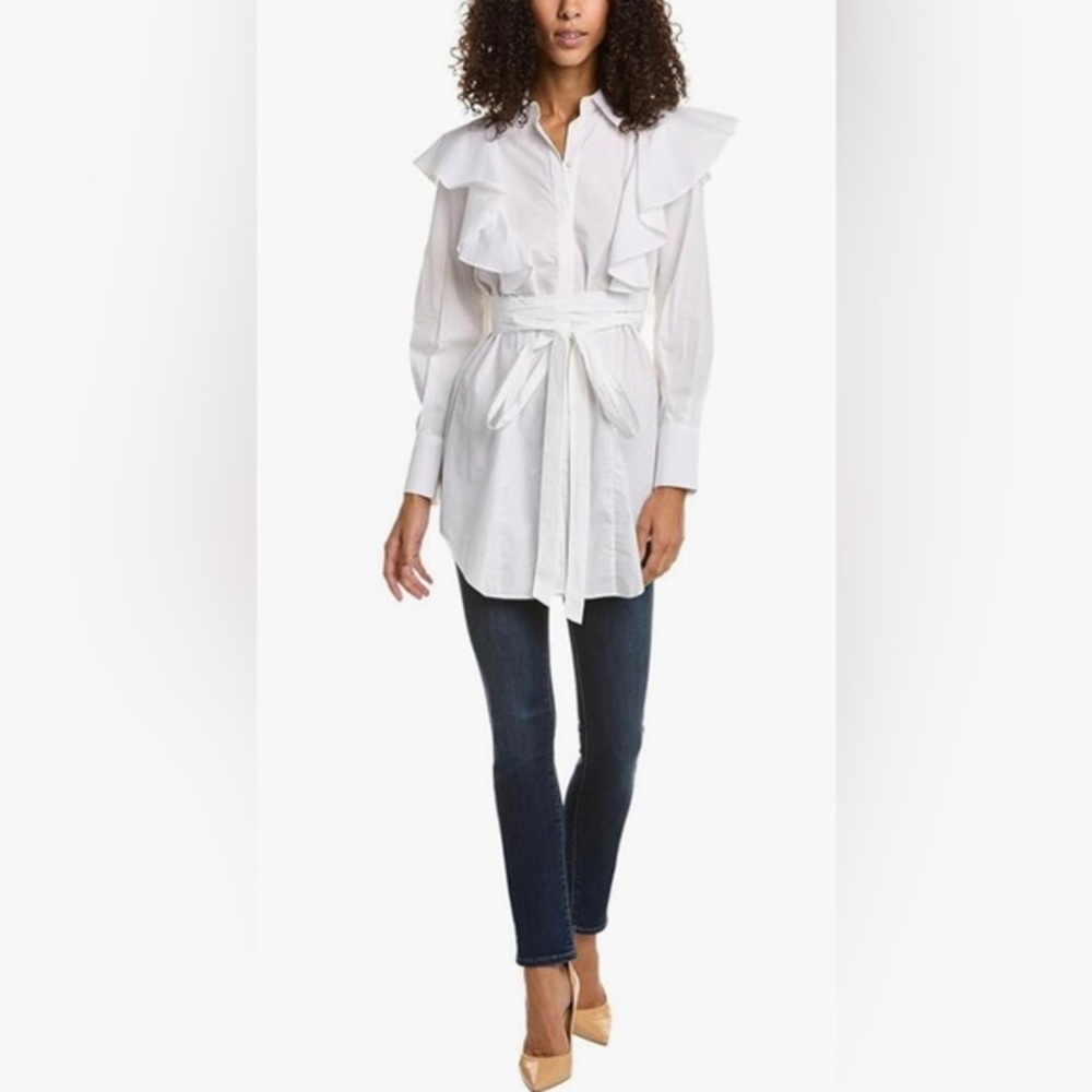 Ted Baker Sarelia white voluminous Exaggerated Frill Shirtdress size US6 Ted 2